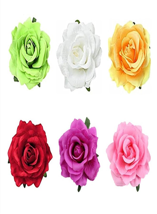 ALIMITOPIA Flower Hair Clip Fabric Artificial Rose Flower Hairpin Barrette Brooch Headdress Bobby Pins Headwear Hair Accessories for wedding Party supplies(Rose Style;4.3 inches;6pcs) - Image 1